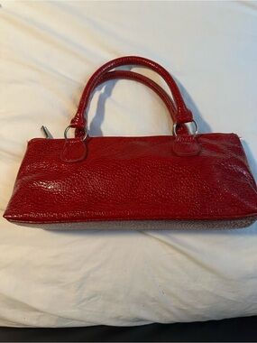Red Patent Leather Top-Handle Wine Cooler Bag with bottle opener